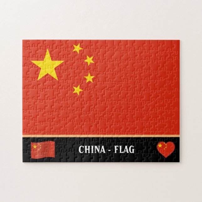 Kinesiska Flagga och kinesiska land / China Pussel (Horisontell)