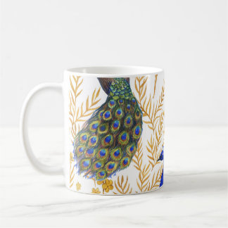 Kinesiska fredsocker, golden sakura, vattenfärg. kaffemugg