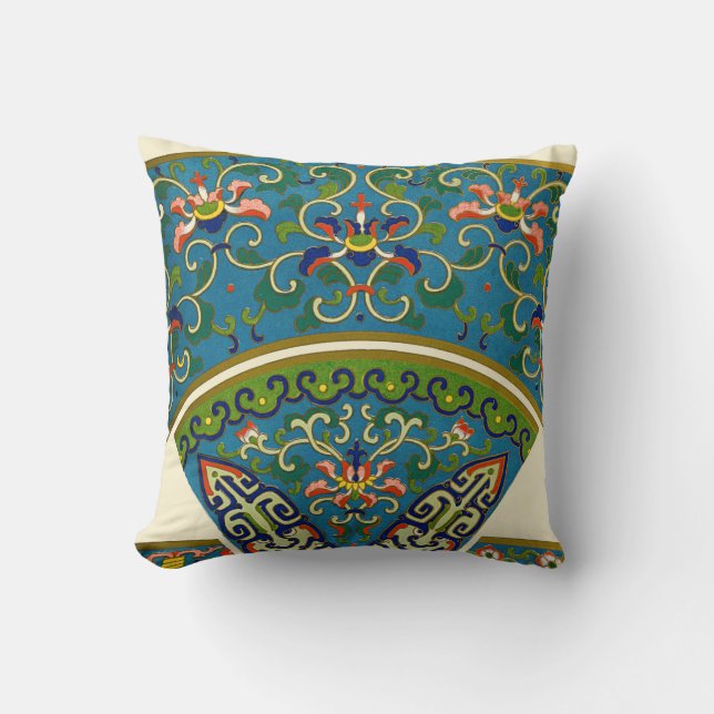 Kinesiska, geometriska, traditionella designkuddar kudde (Framsida)