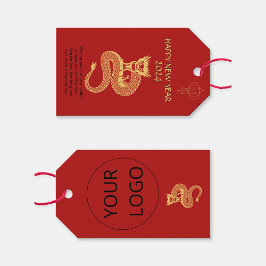 Kinesiska Gott nytt år i Dragon Logotyp Red Presentetikett