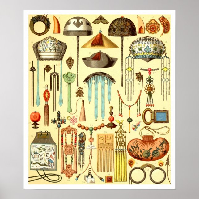 Kinesiska Hair-prydnadsföremål, rank Badges och Ta Poster (Framsidan)