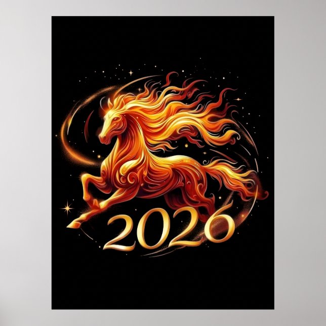 Kinesiska Hästens år 2026-firande Poster (Framsidan)