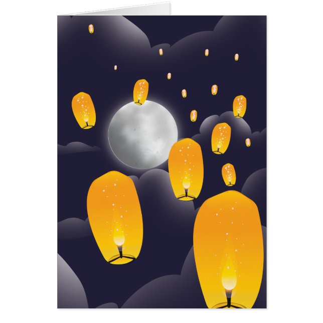 Kinesiska Himlar-lanternor Hälsningskort (Framsidan)