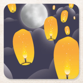 Kinesiska Himlar-lanternor Underlägg Papper Kvadrat