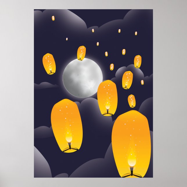 Kinesiska himmelslanternor poster (Framsidan)