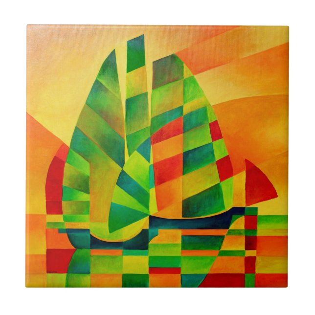 Kinesiska Junks, Sunset, Sails and Shadows Bold Kakelplatta (Framsidan)