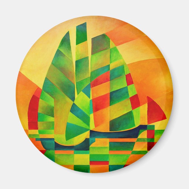 Kinesiska Junks, Sunset, Sails and Shadows Bold Magnet (Framsidan)