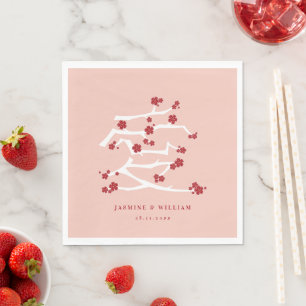 Kinesiska Kärlek Red Cherry Blommars Förlovning Sh Pappersservett