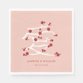 Kinesiska Kärlek Red Cherry Blommars Förlovning Sh Pappersservett