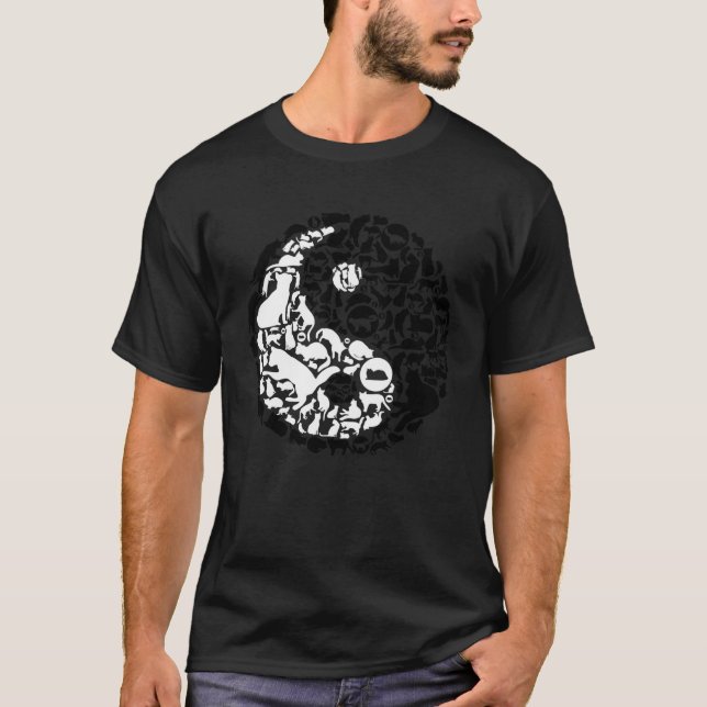 Kinesiska katter Yin Yang Symbol Cat T Shirt (Framsida)