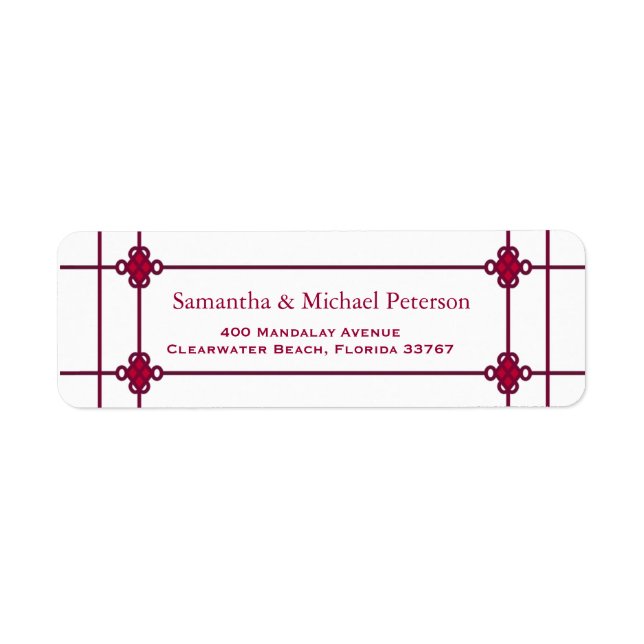 Kinesiska knop Bröllop Adress Returadress Etikett (Framsidan)
