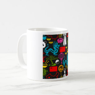 Kinesiska kultursymboler mönster kaffemugg