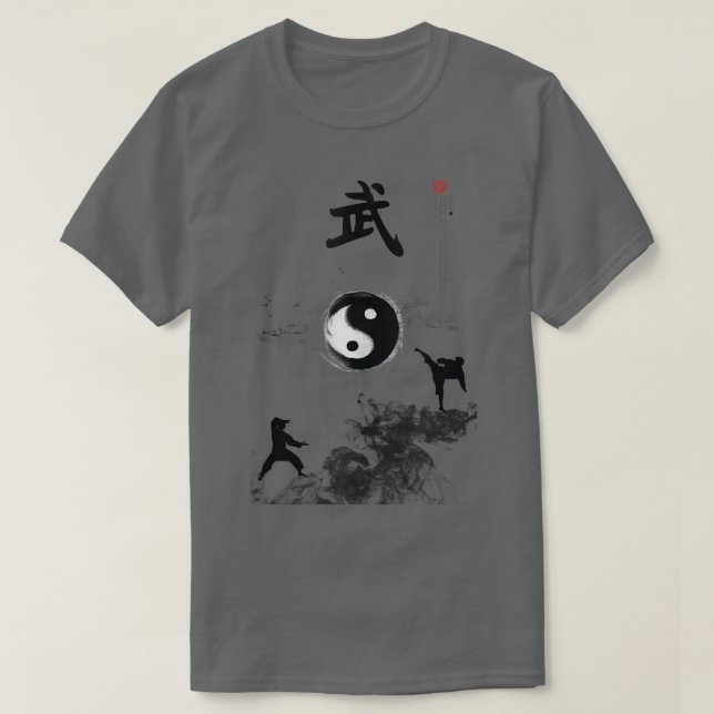 Kinesiska kung fu bergscen i Tai Chi fläkt  T Shirt (Design framsida)