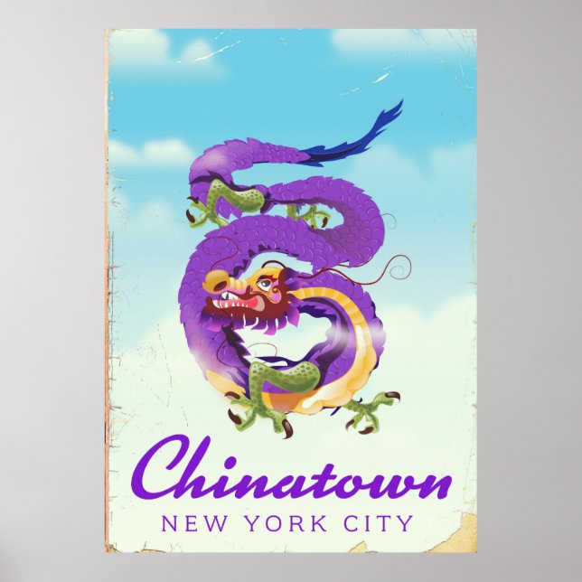 Kinesiska kvarteren New York vintage affisch (Framsidan)