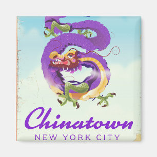 Kinesiska kvarteren New York vintage affisch Magnet