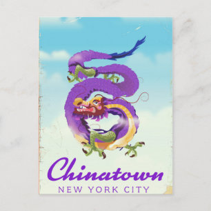 Kinesiska kvarteren New York vintage affisch Vykort