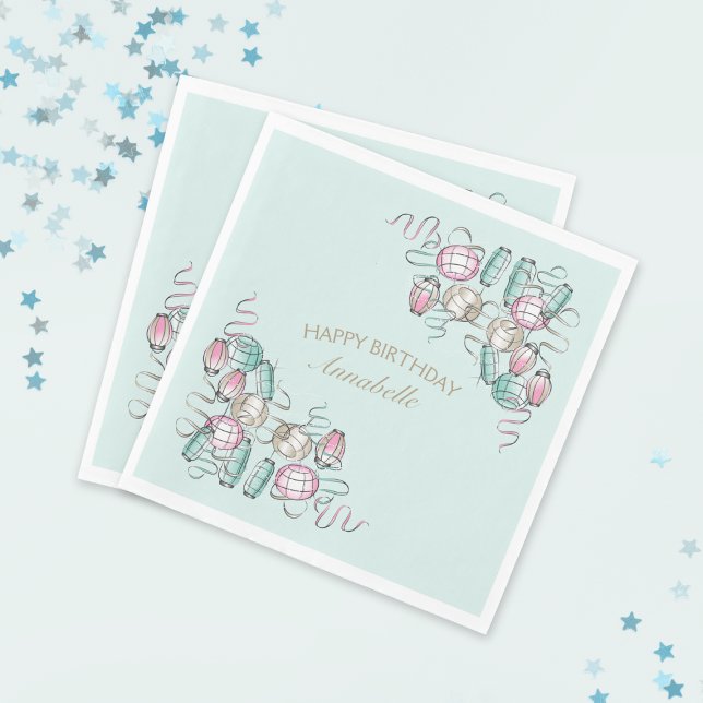 Kinesiska Lantern & Ribbon Party Napkins Pappersservett (Party Napkin. Lanterns & Ribbons.)