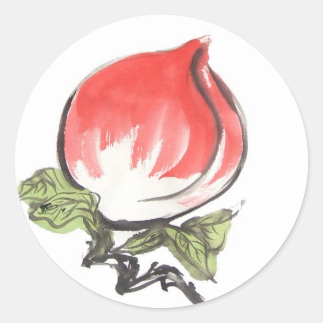 Kinesiska livslängdpersikaklistermärkear runt klistermärke (Framsida)