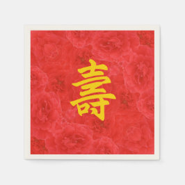 Kinesiska Longevity Rik Röd ros Blommar Pappersservett