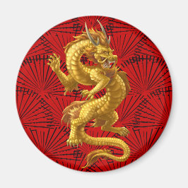 Kinesiska Lucky Guld Dragon Magnet
