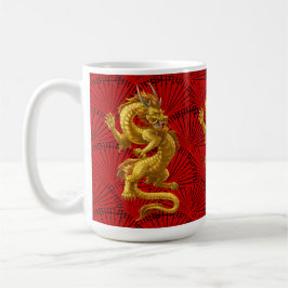 Kinesiska Lucky Guld Dragon Mugg