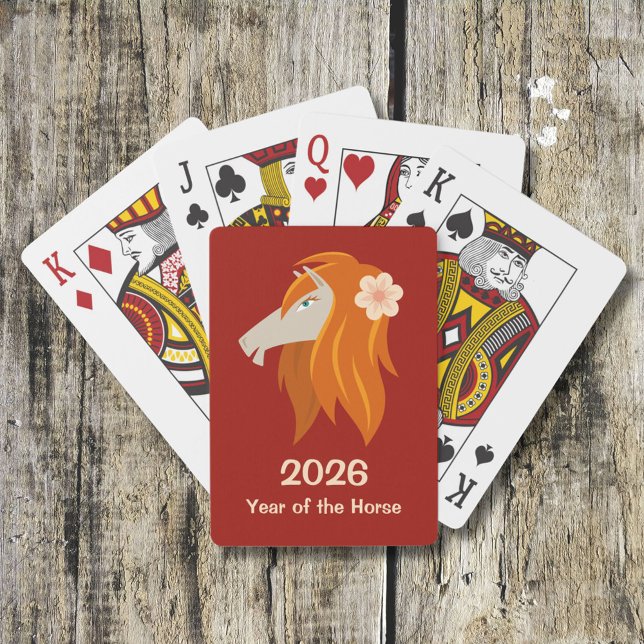 Kinesiska Lunar New Year Fire Horse 2026 Zodiac Casinokort (Skapare uppladdad)