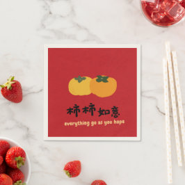 Kinesiska Lycka till Wish Red Napkins Pappersservett