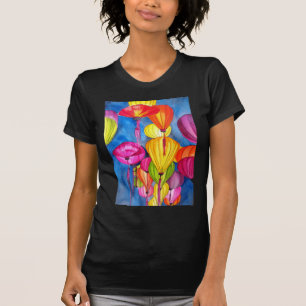 Kinesiska lyktor akvarell finkonst tee shirt