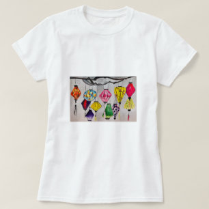 Kinesiska lyktor - vattenfärgskonst t shirt
