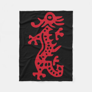 Kinesiska Mah Jong Red Dragon Tile Mahjong Costume Fleecefilt