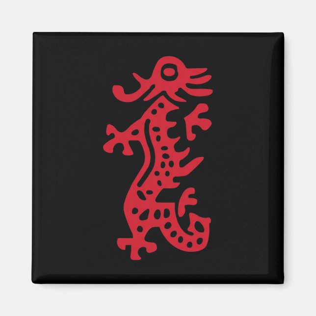 Kinesiska Mah Jong Red Dragon Tile Mahjong Costume Magnet (Framsidan)