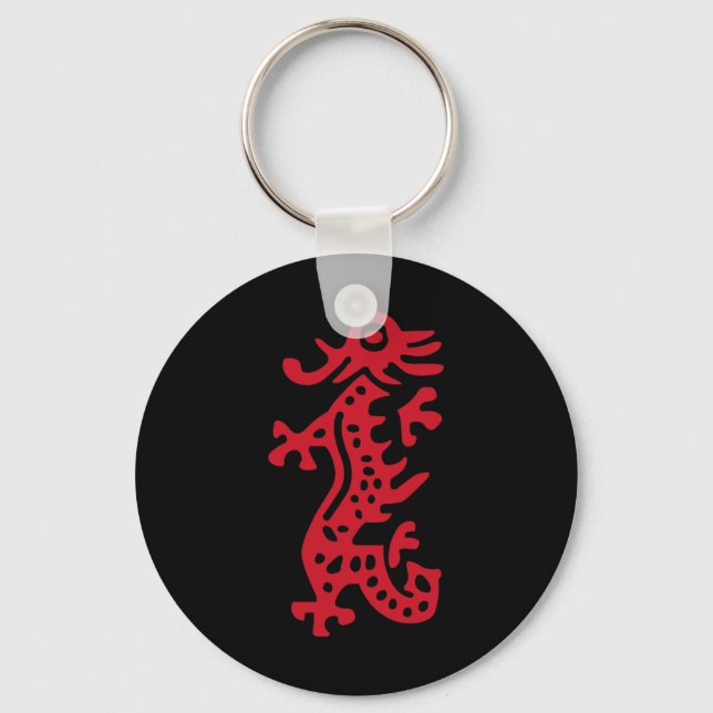 Kinesiska Mah Jong Red Dragon Tile Mahjong Costume Nyckelring (Framsida)