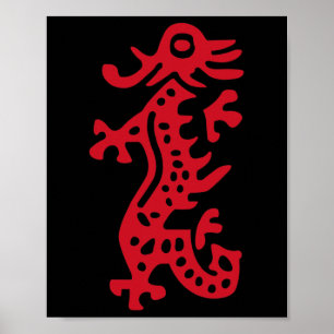 Kinesiska Mah Jong Red Dragon Tile Mahjong Costume Poster