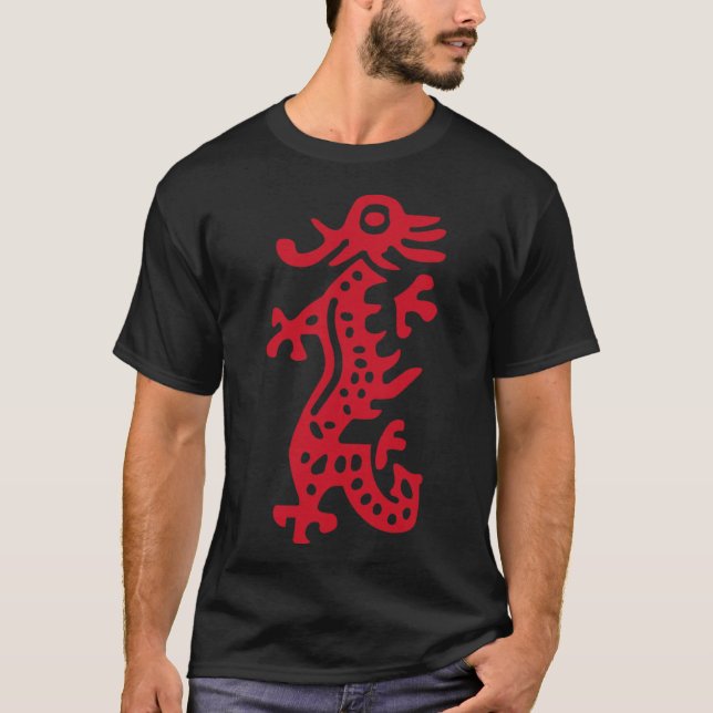 Kinesiska Mah Jong Red Dragon Tile Mahjong Costume T Shirt (Framsida)