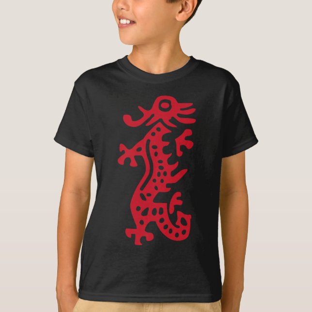 Kinesiska Mah Jong Red Dragon Tile Mahjong Costume T Shirt (Framsida)