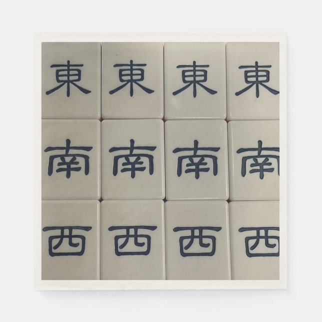 Kinesiska mahjong-vindplattor servetter (Framsidan)