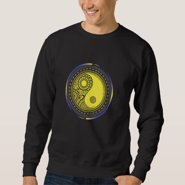 Kinesiska Mandala Yin och Yang Sanskrit Harmony As Lång Ärmad Tröja (Framsida)