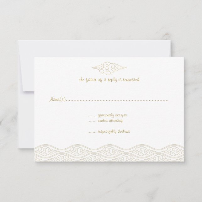 Kinesiska moln i guld-Bröllop OSA Kort (Framsida)