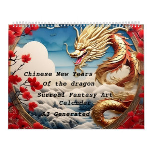 Kinesiska nya år Dragon Surreal Fantasy Art Kalender