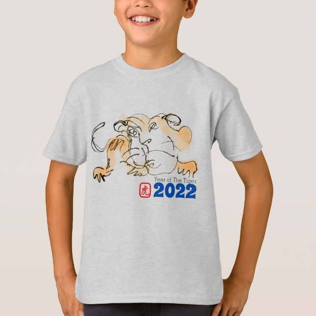 Kinesiska nyår 2022-barn i Teckning T Shirt (Framsida)