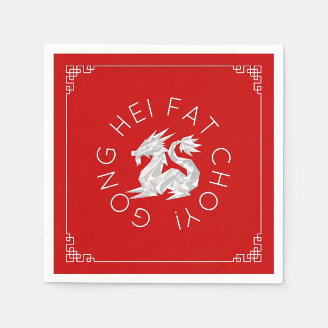 Kinesiska nyåringar Origami Dragon Napkins Pappersservett (Framsidan)