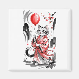 Kinesiska nyårs katt konst ballong artist målning magnet