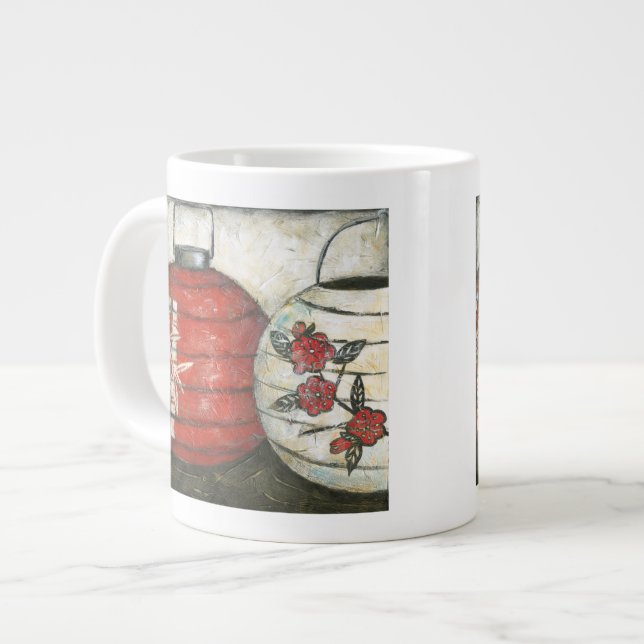 Kinesiska nyårslyktor med blommig tryck jumbo mugg (Framsida vänster)