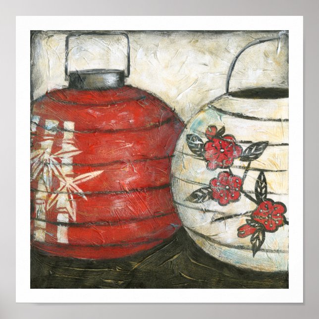 Kinesiska nyårsmönster med Blommigt Skriv ut Poster (Framsidan)