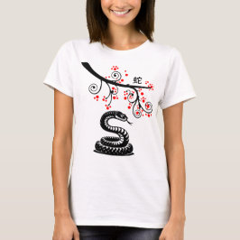 Kinesiska nyårsnake och röda Blommar T Shirt