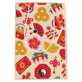 Kinesiska nyårssymboler för Festive Red Guld