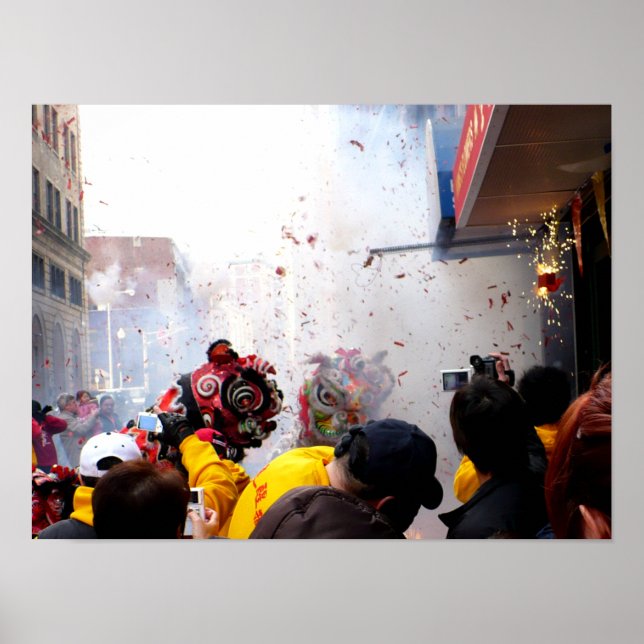 Kinesiska nyårsutpressare och Lejon Poster (Framsidan)