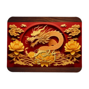 kinesiska och vietnamesiska Wood Dragon Year 2024 Magnet