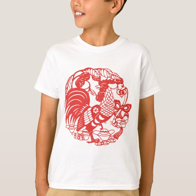 Kinesiska Papercut Tupp År 2017 Kids W Sweat T-shirt (Framsida)