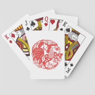 Kinesiska Papercut Tupp År 2017 P-kort Spel Kort